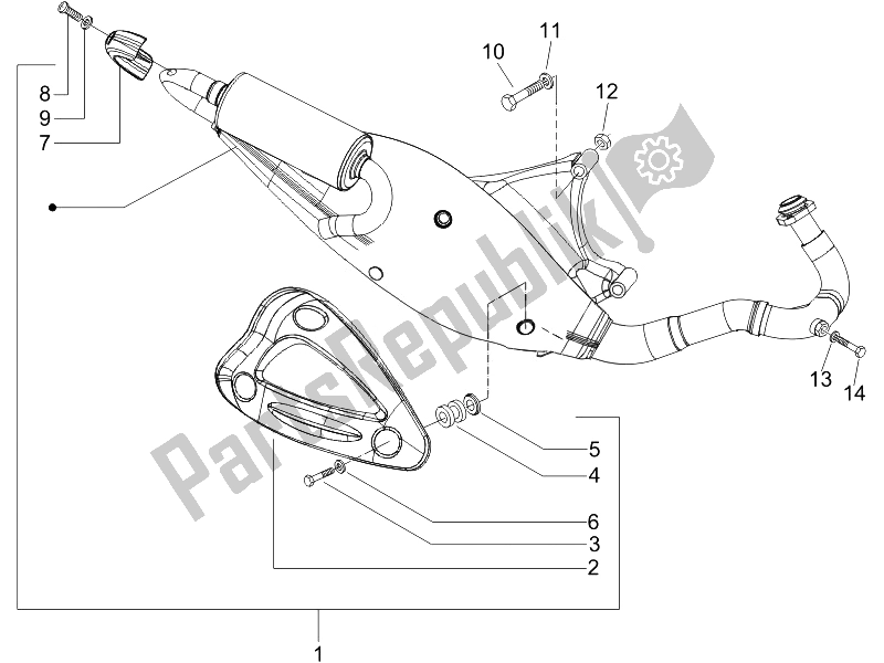 All parts for the Silencer of the Piaggio NRG Power Pure JET 50 2007