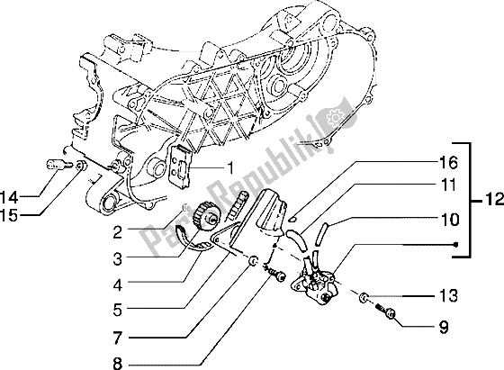 All parts for the Oil Pump of the Piaggio Typhoon 50 XR 2000