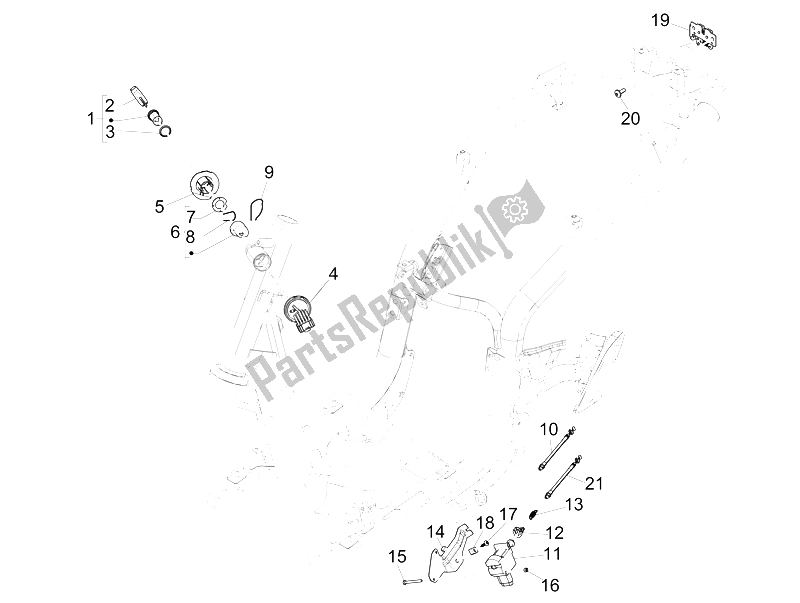 Toutes les pièces pour le Serrures du Piaggio Liberty 50 Iget 4T 3V Emea 2015