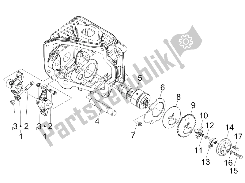 Toutes les pièces pour le Leviers à Bascule Support Unité du Piaggio Liberty 150 4T E3 2008