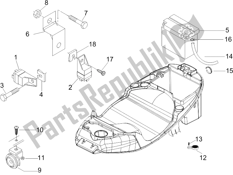 Toutes les pièces pour le Télécommandes - Batterie - Klaxon du Piaggio Liberty 125 4T 2006