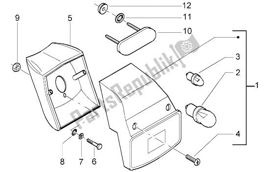 All parts for the Tail Lamp of the Piaggio Ciao 50 1996