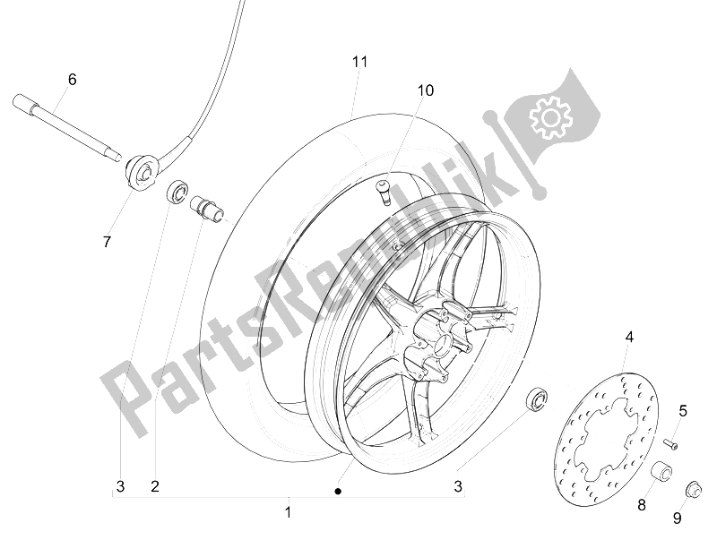 Toutes les pièces pour le Roue Avant du Piaggio Liberty 200 4T E3 2006