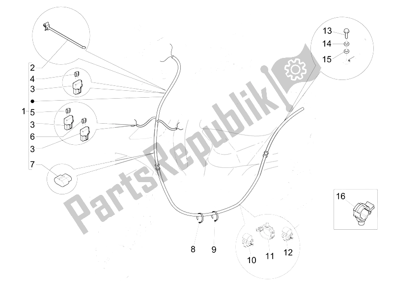 Toutes les pièces pour le Faisceau De Câbles Principal du Piaggio FLY 50 4T 4V USA 2 2014