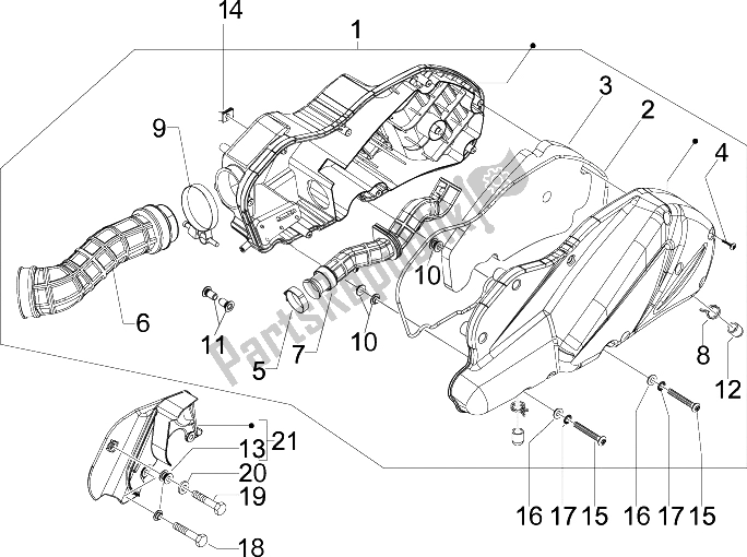 Toutes les pièces pour le Filtre à Air du Piaggio X7 125 IE Euro 3 2009