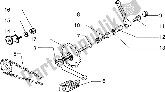 All parts for the Crank Spindle of the Piaggio Ciao M Y 99 1995