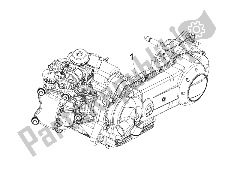 All parts for the Engine, Assembly (2) of the Piaggio FLY 150 4T USA 2007