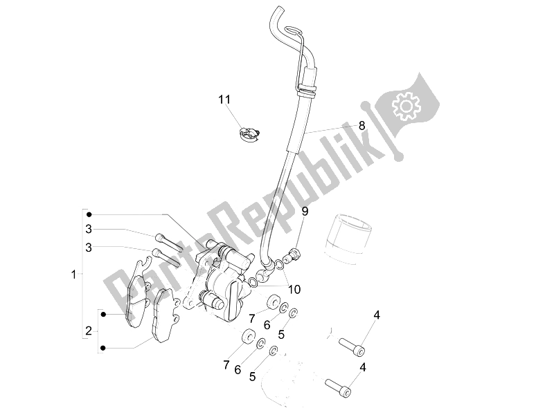 All parts for the Brakes Pipes - Calipers of the Piaggio Liberty 125 4T 3V IE E3 2014
