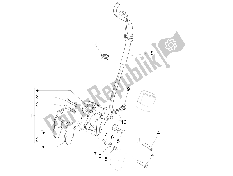 Toutes les pièces pour le Tuyaux De Freins - étriers du Piaggio Liberty 125 4T 3V IE E3 2014