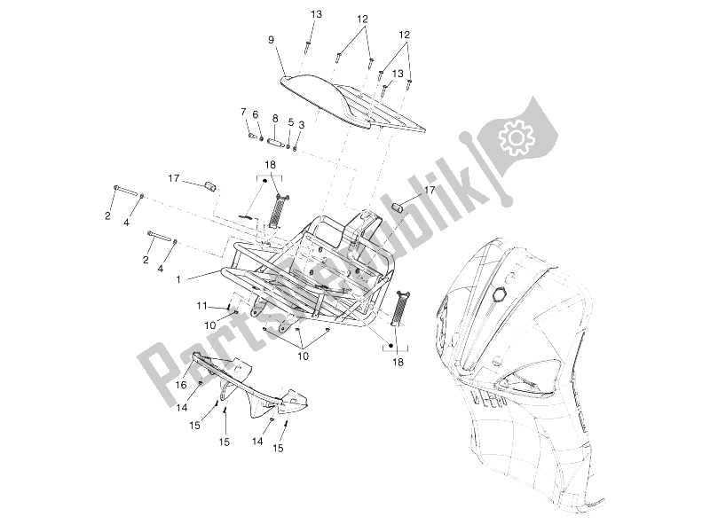 Toutes les pièces pour le Porte-bagages Avant du Piaggio Liberty 50 4T PTT D 2007