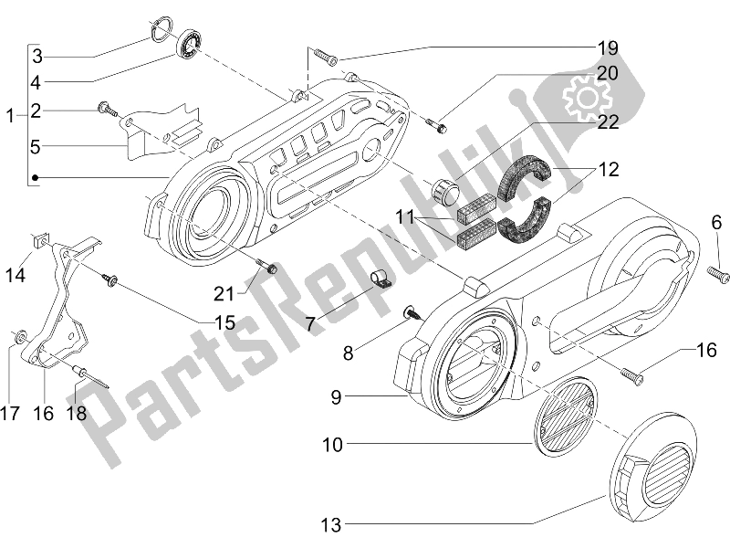 All parts for the Crankcase Cover - Crankcase Cooling of the Piaggio Beverly 500 2005