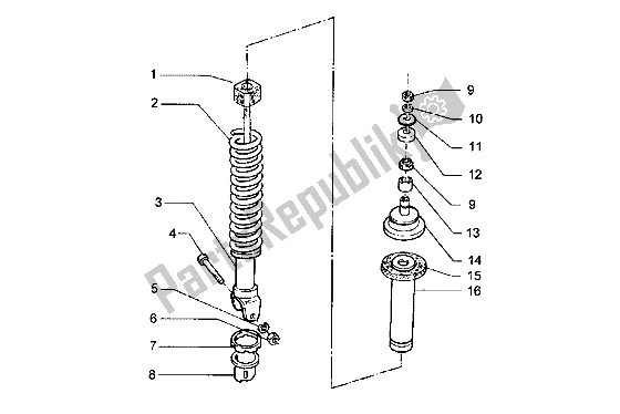 Tutte le parti per il Ammortizzatore Posteriore del Piaggio Hexagon LXT 180 1998