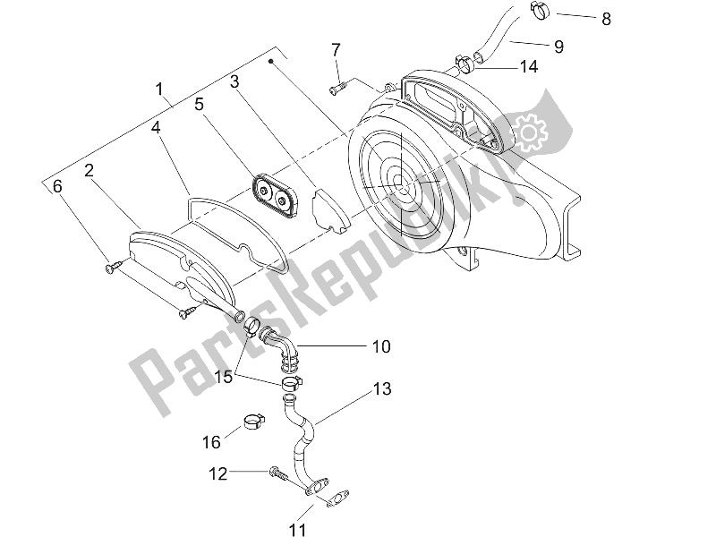 All parts for the Secondary Air Box of the Piaggio ZIP 100 4T Vietnam 2011