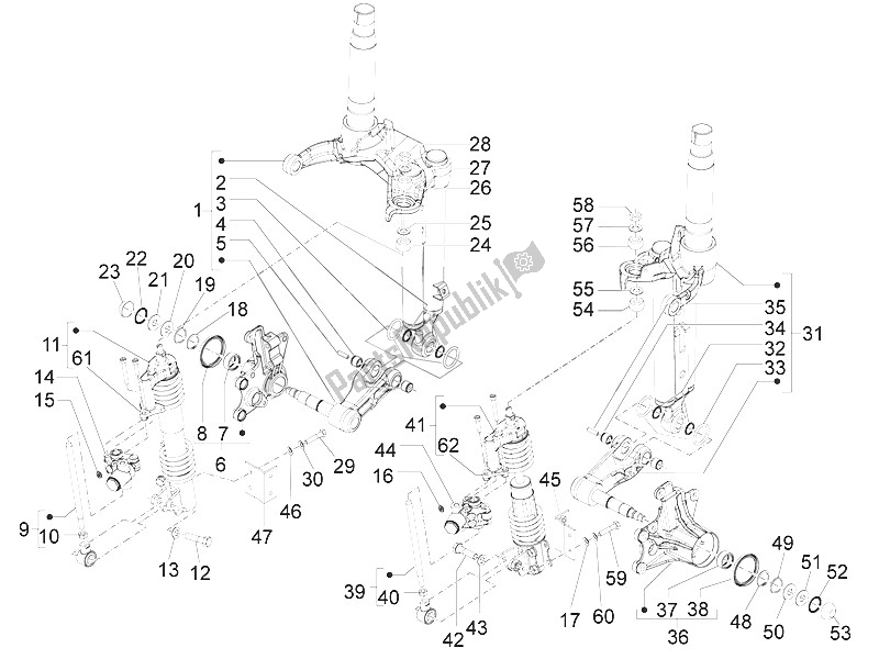 Toutes les pièces pour le Component Della Forcella (mingxing) du Piaggio MP3 500 LT Sport Business 2011