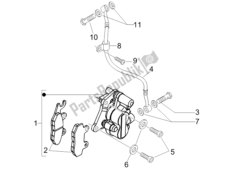 All parts for the Brakes Pipes - Calipers (2) of the Piaggio FLY 50 4T USA 2007