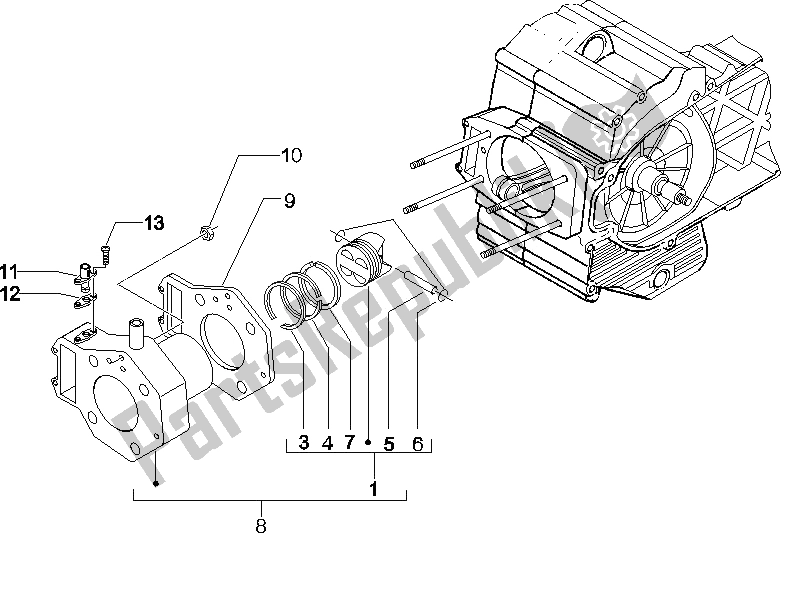 Toutes les pièces pour le Unité Cylindre-piston-axe De Poignet du Piaggio BV 500 2005