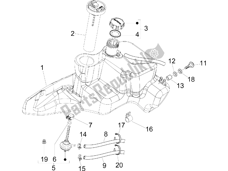 Alle onderdelen voor de Benzinetank van de Piaggio FLY 150 4T 2006