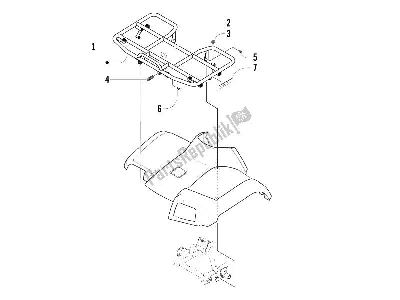 All parts for the Front Luggage Rack of the Piaggio Trackmaster 400 2006