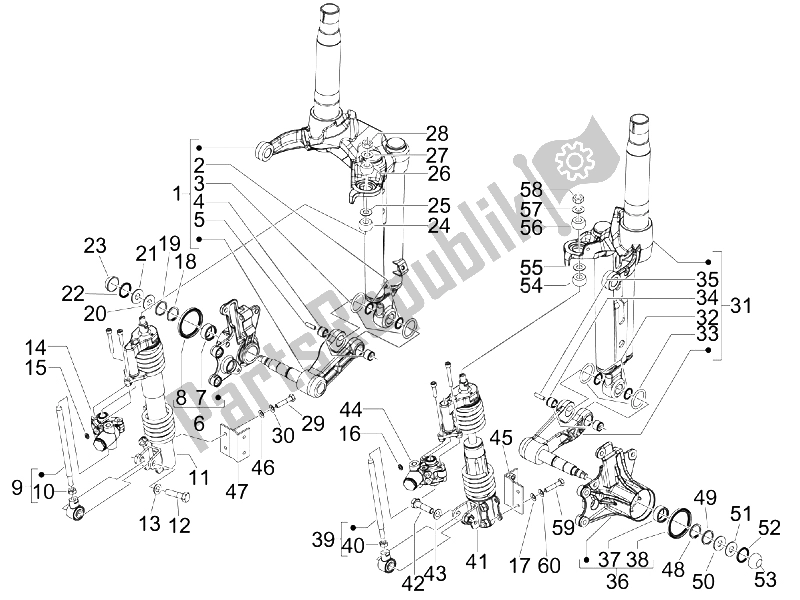 Tutte le parti per il Componenti Della Forcella (mingxing) del Piaggio MP3 400 IE LT Sport 2008