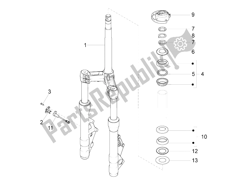 Toutes les pièces pour le Fourche / Tube De Direction - Palier De Direction du Piaggio X 10 500 4T 4V I E E3 2012