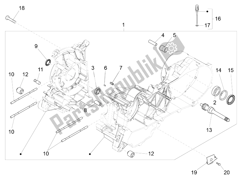 Toutes les pièces pour le Carter du Piaggio FLY 50 4T 2V 2014