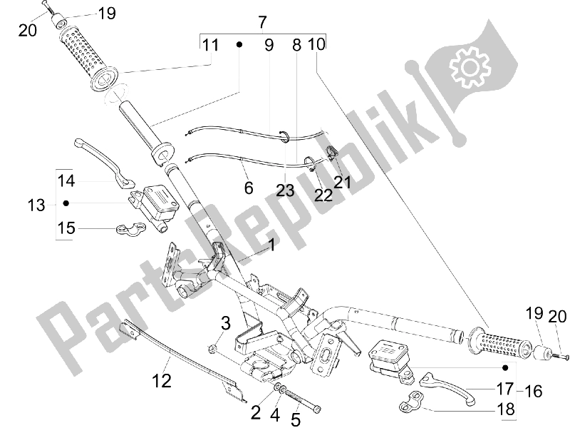 All parts for the Handlebars - Master Cil. Of the Piaggio X7 125 IE Euro 3 2009