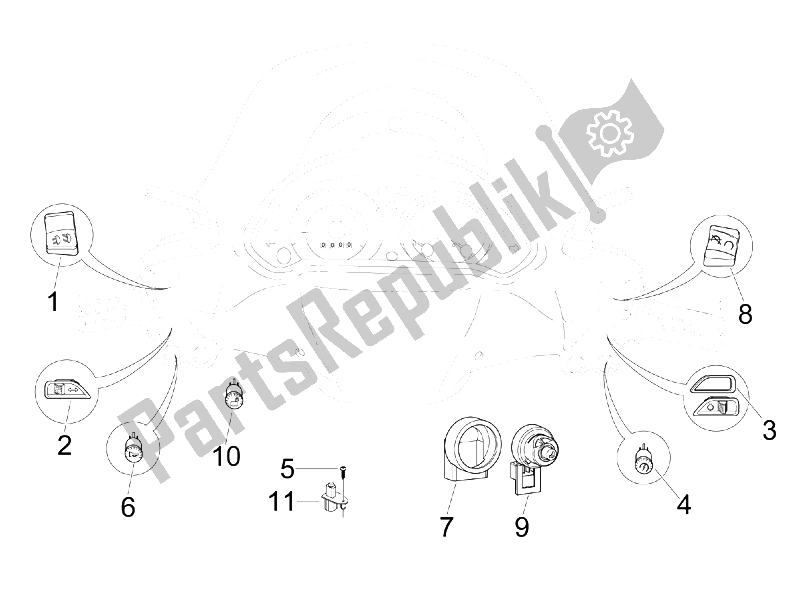 All parts for the Selectors - Switches - Buttons of the Piaggio BV 500 USA 2008