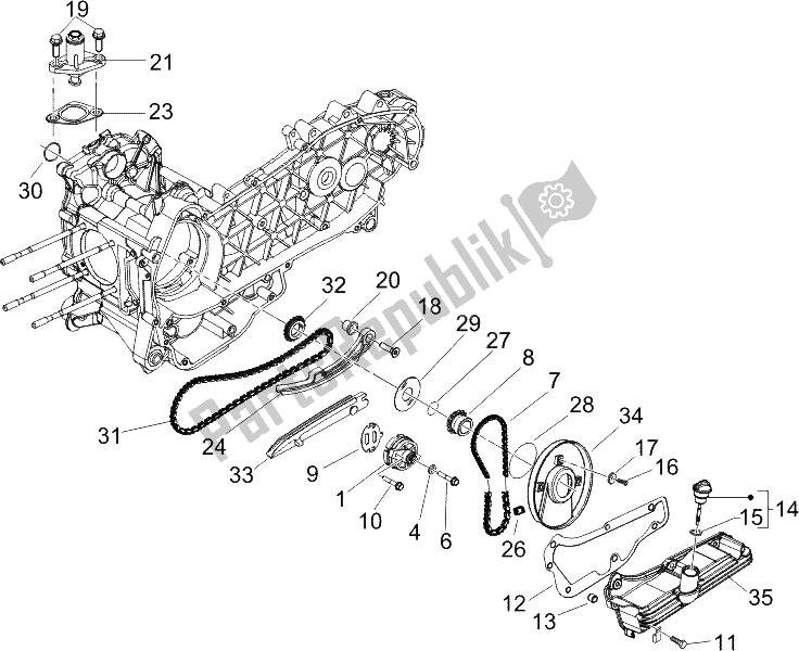 Toutes les pièces pour le La Pompe à Huile du Piaggio X8 125 Potenziato UK 2005