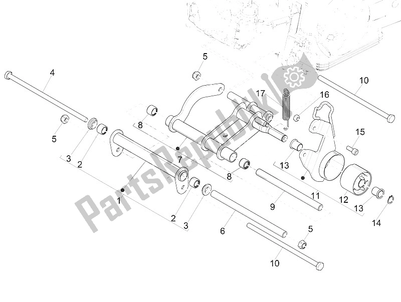 Alle onderdelen voor de Zwaaiende Arm van de Piaggio FLY 150 4T 3V IE USA 2016