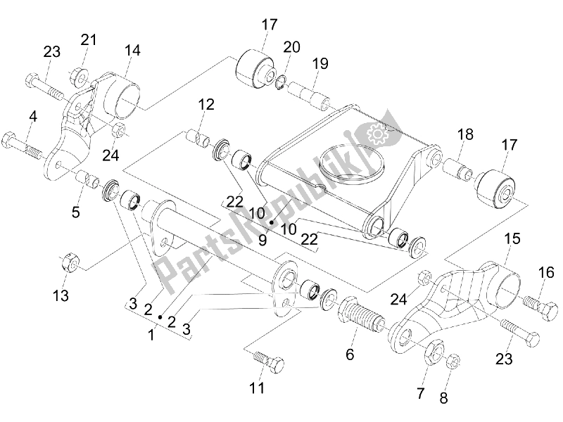 Toutes les pièces pour le Bras Oscillant du Piaggio MP3 400 IE MIC 2008