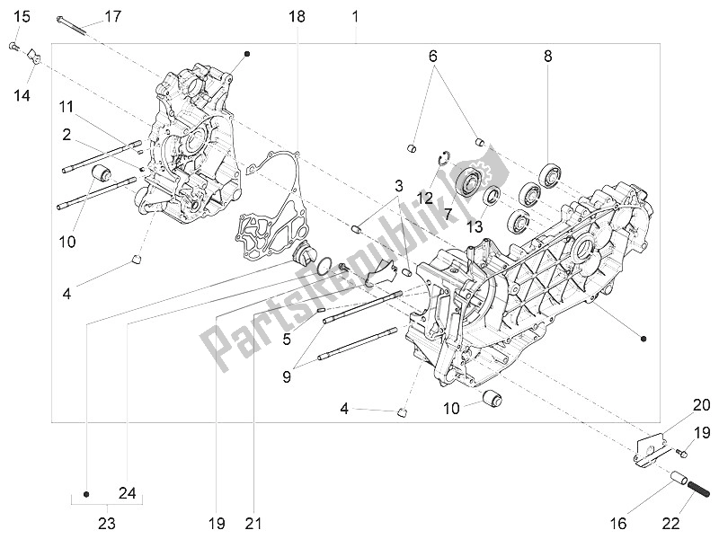 Toutes les pièces pour le Carter du Piaggio FLY 150 4T 3V IE USA 2016