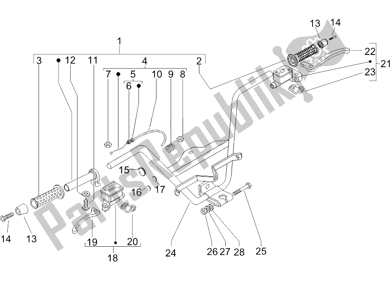 Toutes les pièces pour le Guidon - Master Cil. Du Piaggio X9 125 Evolution Potenziato UK 2006