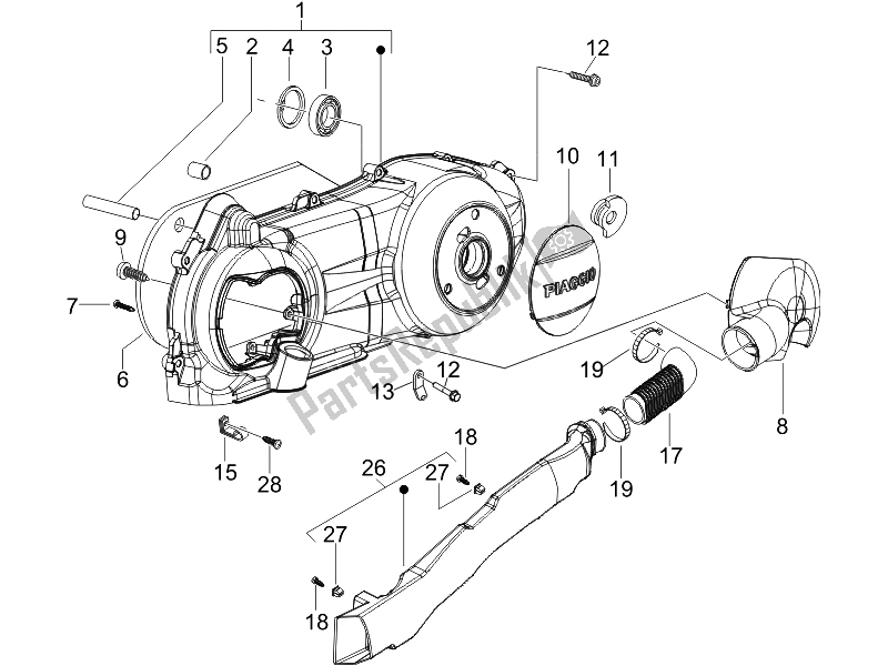 Toutes les pièces pour le Couvercle De Carter - Refroidissement Du Carter du Piaggio Liberty 125 4T PTT E3 A 2007