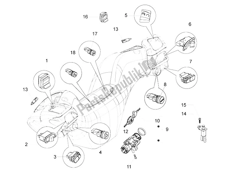 Todas las partes para Selectores - Interruptores - Botones de Piaggio MP3 500 LT Sport Business 2011