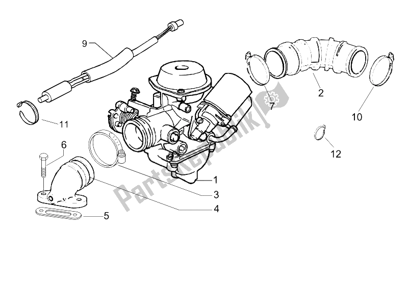 All parts for the Carburettor, Assembly - Union Pipe of the Piaggio Liberty 125 4T Sport E3 2006