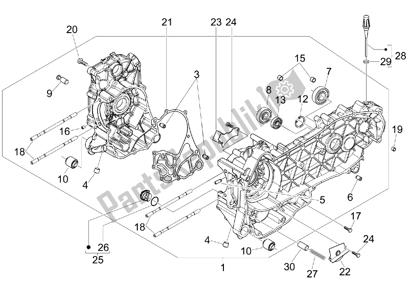 All parts for the Crankcase of the Piaggio Beverly 250 Cruiser E3 2007