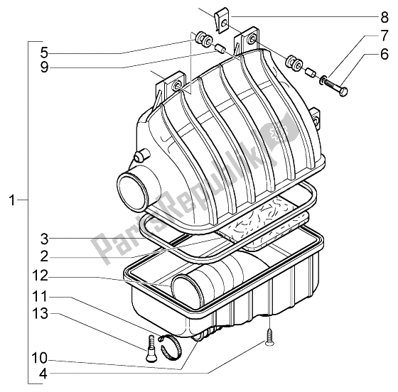 Alle onderdelen voor de Luchtfilter van de Piaggio X9 500 Evolution ABS 2004