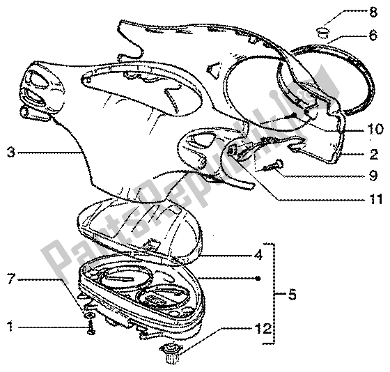 All parts for the Speedometers Kms.-handlebar Cover of the Piaggio Liberty 50 4T 2001