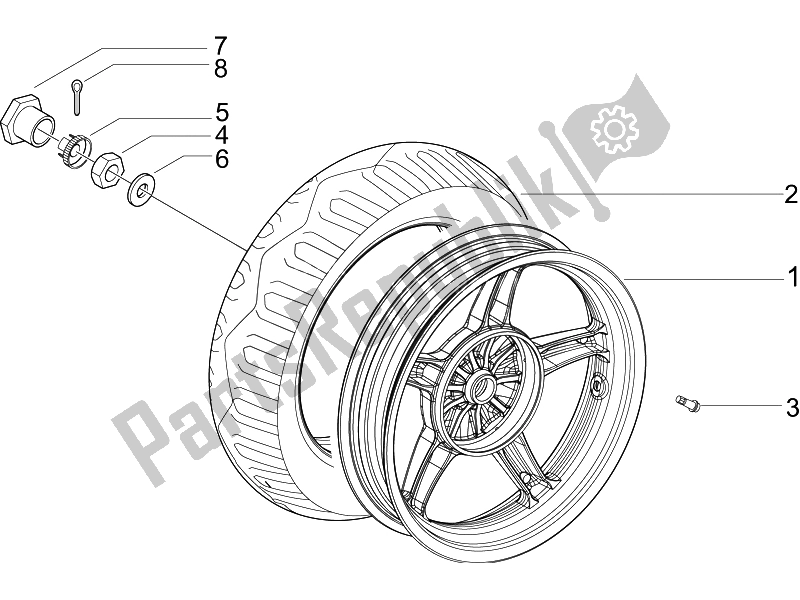 All parts for the Rear Wheel of the Piaggio Liberty 50 2T Sport UK 2006