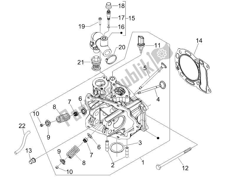 All parts for the Head Unit - Valve of the Piaggio MP3 125 2006