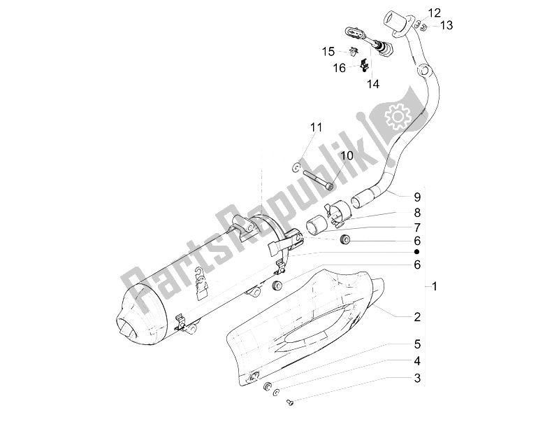 All parts for the Silencer of the Piaggio Liberty 150 Iget 4T 3V IE ABS 2015