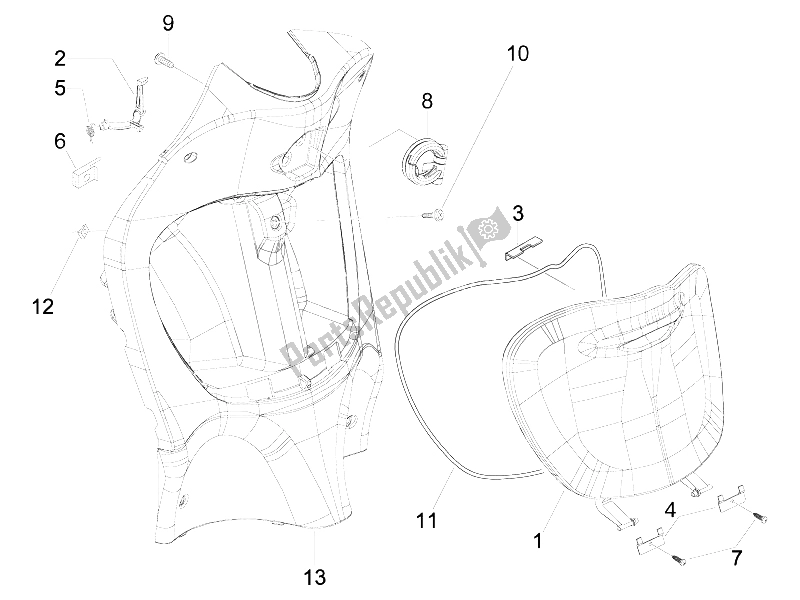 Wszystkie części do Przedni Schowek - Panel Ochraniaj? Cy Kolana Piaggio Liberty 125 4T Sport UK 2006