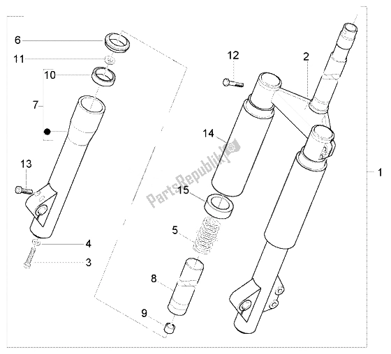 Tutte le parti per il Sospensione Della Ruota Anteriore del Piaggio Liberty 125 Leader RST 2007