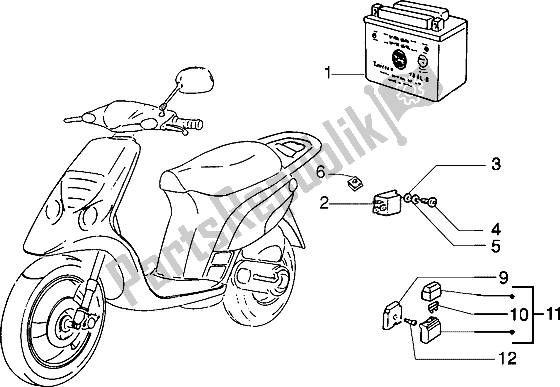 All parts for the Battery-relais of the Piaggio NRG MC3 50 2002