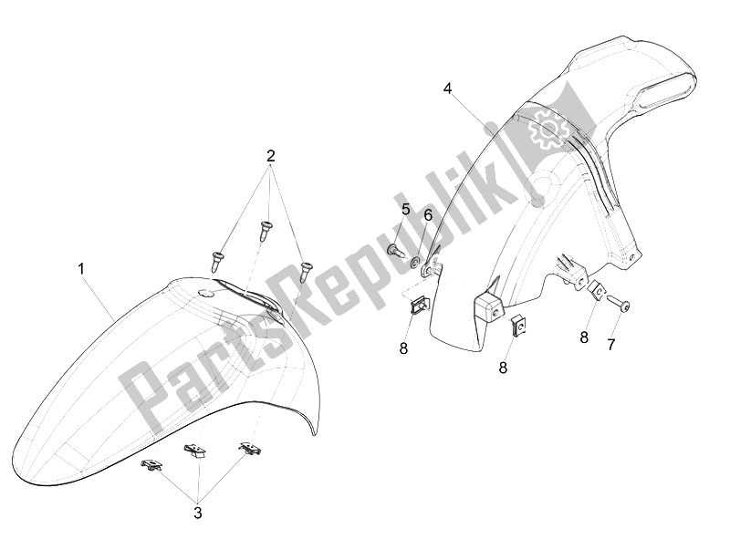 Toutes les pièces pour le Logement De Roue - Garde-boue du Piaggio Liberty 50 4T PTT 2014