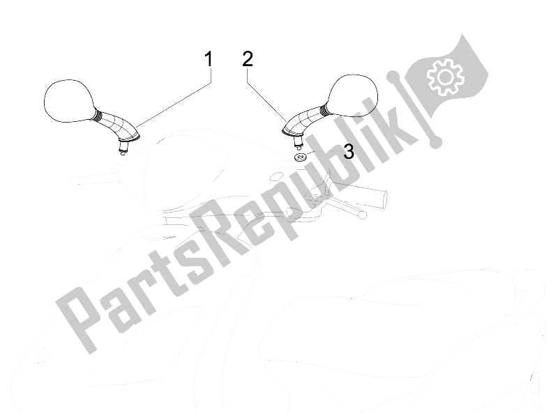 All parts for the Driving Mirror/s of the Piaggio FLY 150 4T E3 2008