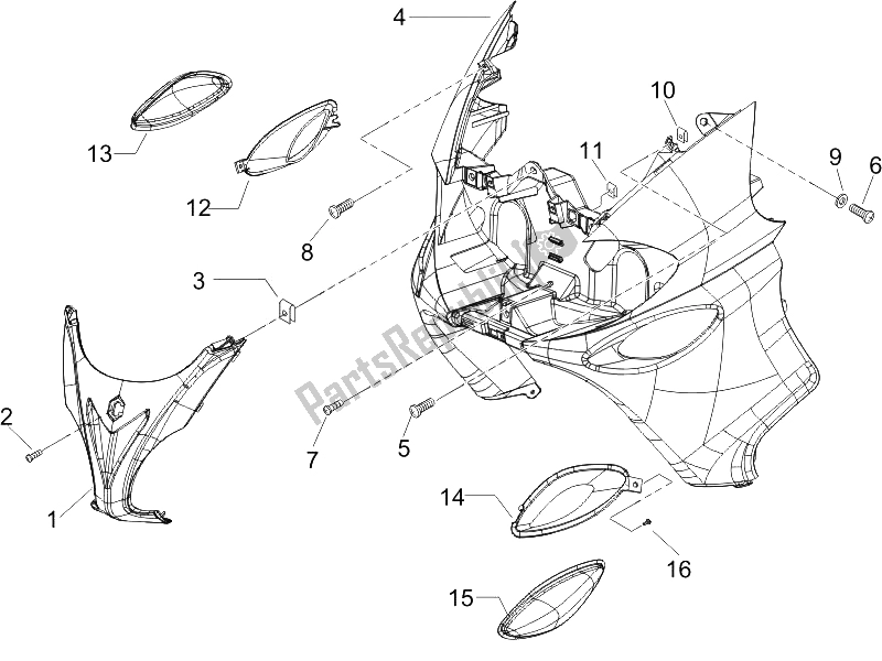 Toutes les pièces pour le Bouclier Avant du Piaggio X9 500 Evolution USA 2006