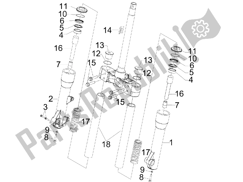 Alle onderdelen voor de Componenten Van De Vork (kayaba) van de Piaggio BV 500 2005