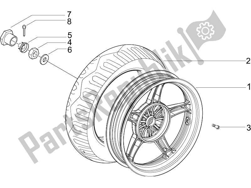 Toutes les pièces pour le Roue Arrière du Piaggio Liberty 50 4T Sport 2006