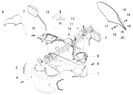 Tutte le parti per il Rivestimenti Per Manubrio del Piaggio Beverly 125 RST 2004